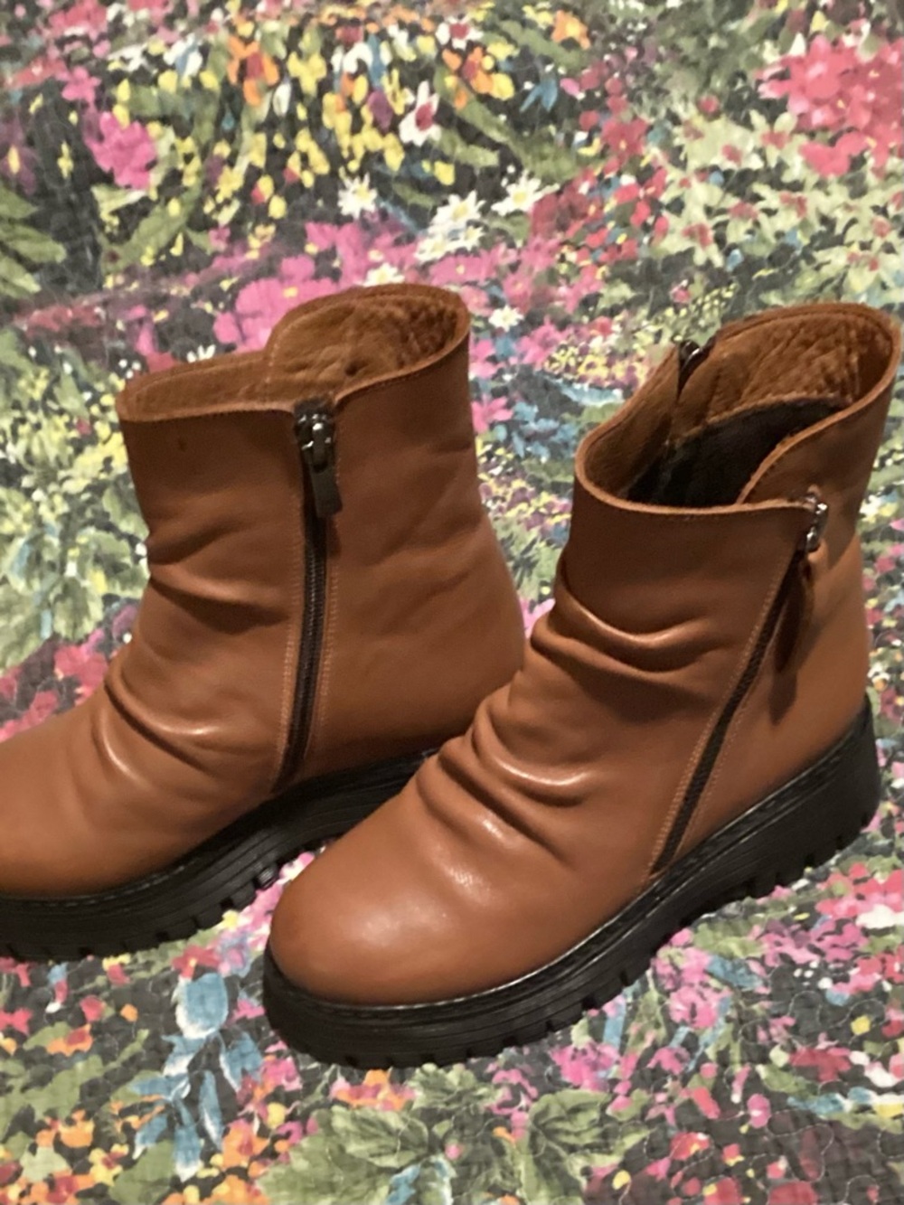 Miz Mooz Tan Moto Boots with Black Sole - Picture 10 of 10